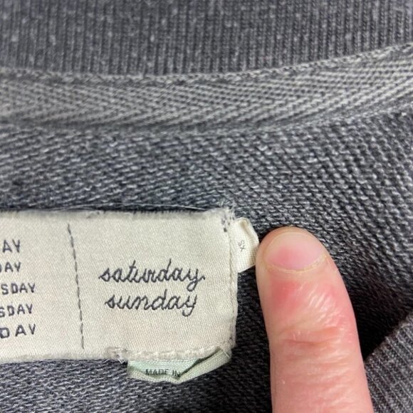 Anthropologie Saturday Sunday Lets Go Bananas Sweatshirt Grey Size XS Crew Neck - Picture 6 of 14